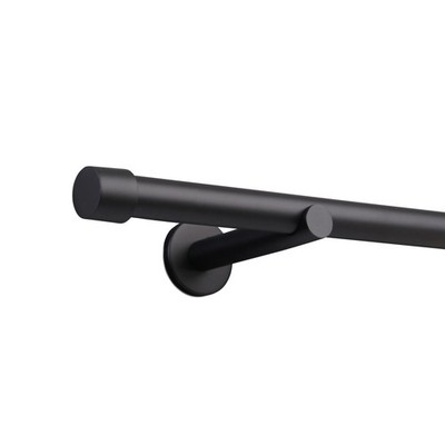 Gardinenstange auf Maß Schwarz-matt 25mm Kappe Wandträger