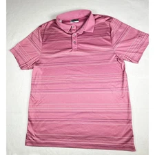 PGA Tour Pro Series Men's Pink Large Striped Short Sleeve Polo Shirt Golf