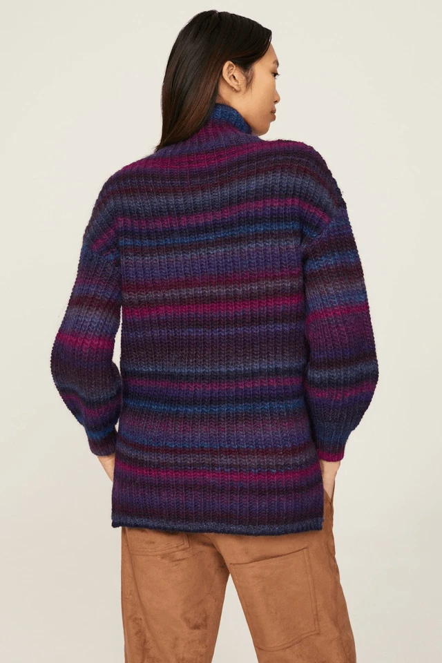 Hatch Purple Striped Maternity Sweater Oversized - Wool Blend - Image 3 of 4