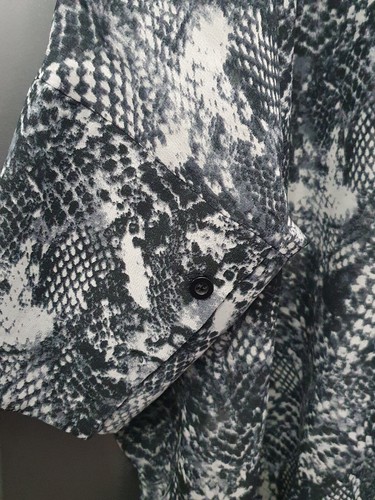 Cotton Club Grey Oversized Shirt UK10 EU38 US6 Leopard Print Hi Low Tunic Blouse - Picture 12 of 15