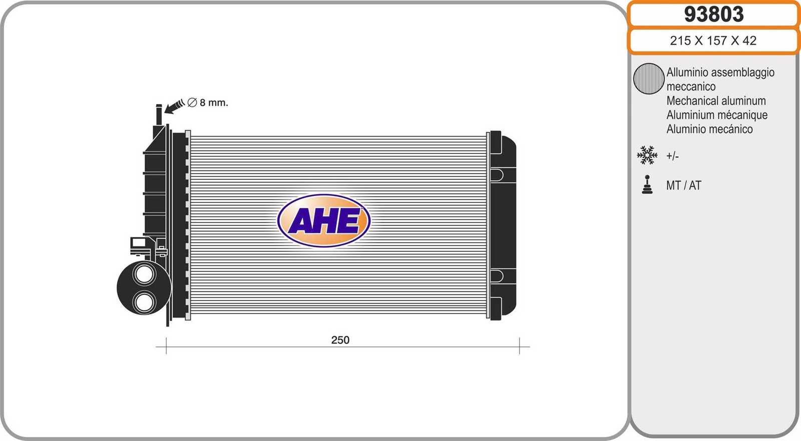 Radiateur de chauffage habitacle pour Fiat Seicento et 600 aluminium