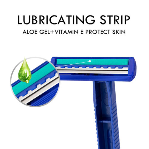Box Pack Lubricating Strip Twin Blade Disposable Shaving Razors for Men Portable - Picture 3 of 7
