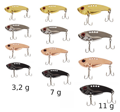 12er Set BLINKER Blatt Zikade Jig Zocker Dropshot Vibration VIB Spoons Spinner