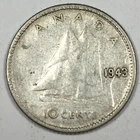 1943 Canada 10 Cents - George VI - Very Fine (VF) KM#34 - 80% Silver - 5733-AH