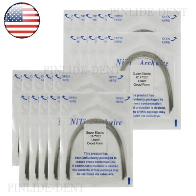 US 100PCS Dental Ortho Arch Wire Super Elastic Rectangular Ovoid Form 017X022L/U