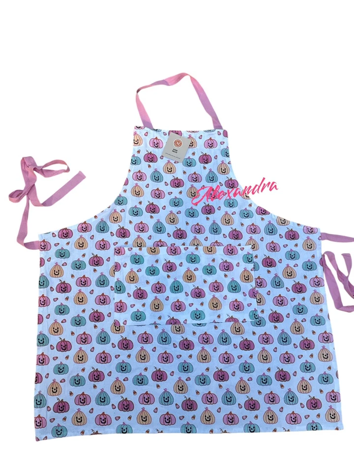 Delantal de cocina Martha Stewart calabazas rosa turquesa 31”x 30” Halloween otoño nuevo Foto 2 de 4