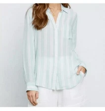 Sz XL RAILS Charlie Semi sheer Button Down Shirt Blouse Juniper Ladies