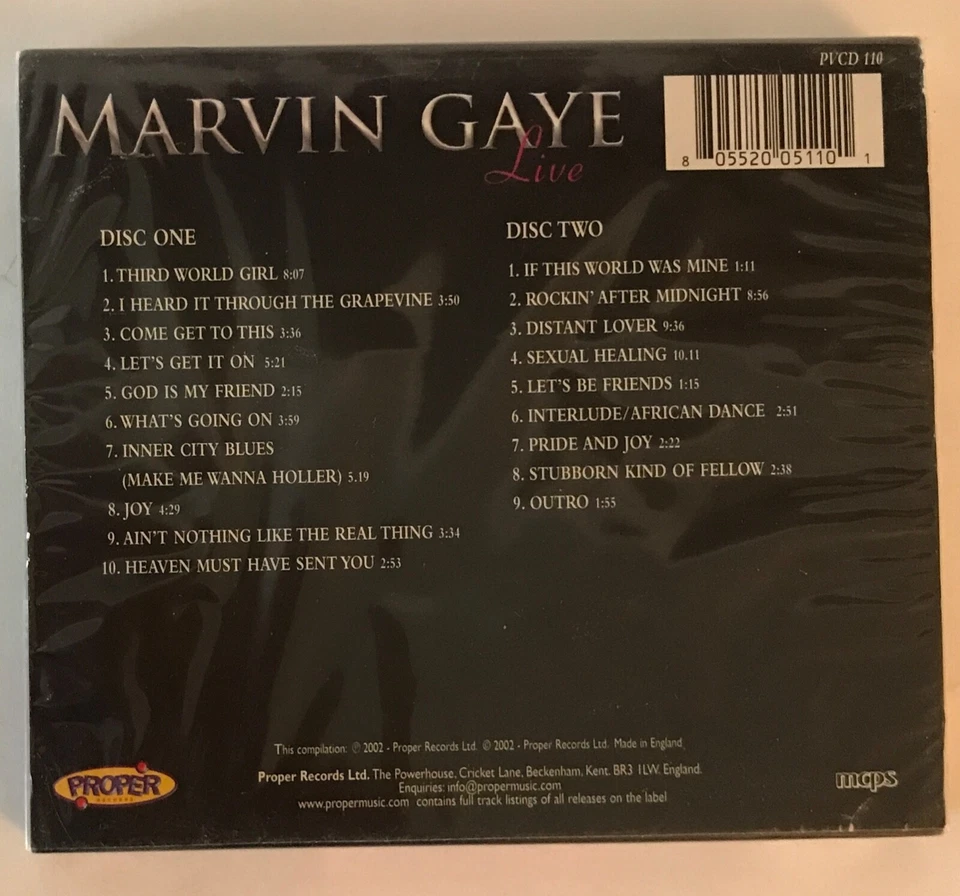 CD en vivo Marvin Gaye pares adecuados 2002 2 discos funk soul ritmo y blues ¡¡¡¡NUEVO!!!!! Foto 2 de 2