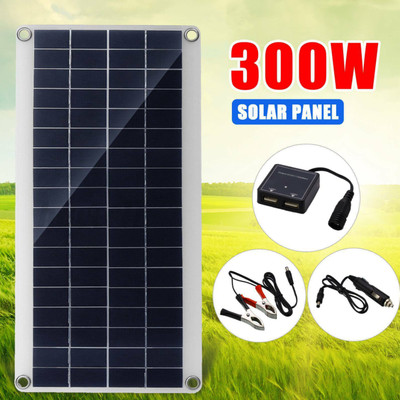 300W Flexible Solar Panel Kit Dual USB/DC Controller Battery Charger Car Camping