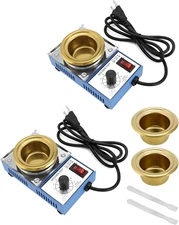 2 Pcs QWORK Solder Pot 150W 110V 50mm Soldering Bath Titanium Plate Capacity 500