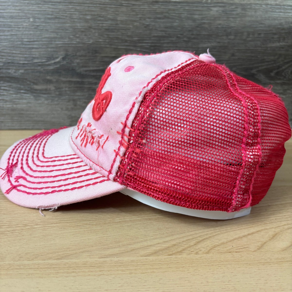 True Religion Hat Cap Strap Back Womens Pink Spell Out Distressed Baseball True Religion Hat Cap Strap Back Womens Pink Spell Out  main image 2