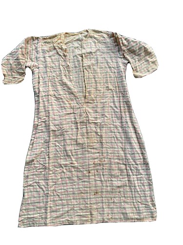 Antique Eastern Shore of Virginia Womens Flannel Night Gown Stained Farmhouse