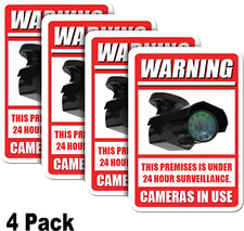 4 pack Security Camera Sticker Decal