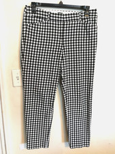 Talbots Womens Pants 10 Black White Hampshire Check Chino Pockets Career Office