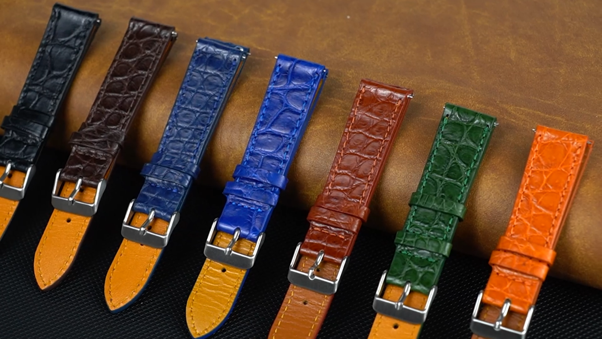 時計 18mm Real CROCODILE Watch Straps Vintage 18mm Men Brown Leather Watch Band Flat Crocodile Real Watch Strap