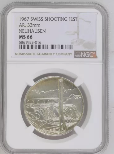 1967 SWISS SHOOTING AR, 33mm NEUHAUSEN FEST - NGC MS 66