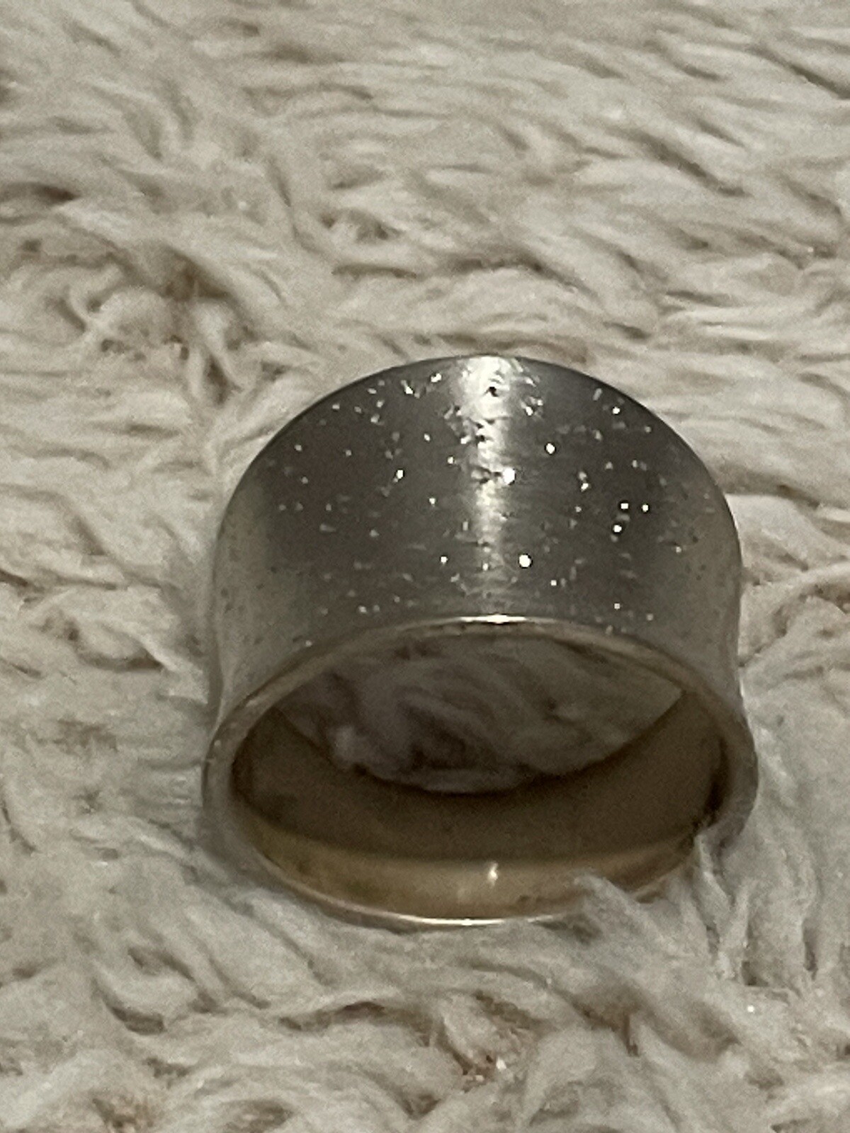 Zales Sterling Silver Concaved Speckled Dot Tapered Cigar Band RCI Ring .925 Sz7