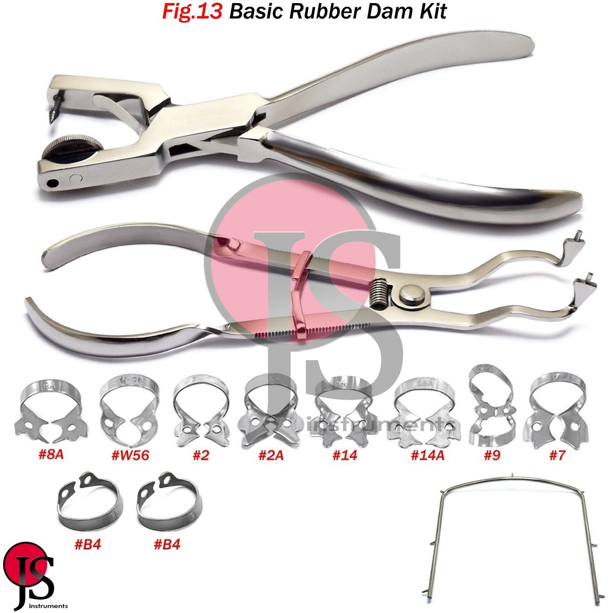 Rubber Dam Instruments Kit Punch Pliers Ivory Molar Clamps Forceps
