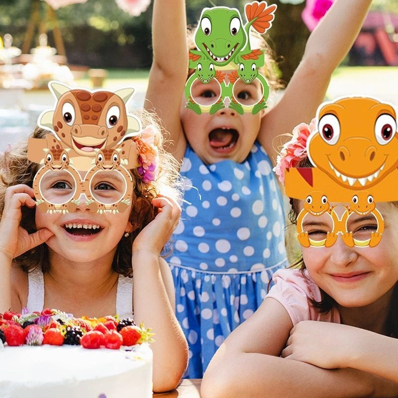 Dinosaur Headband And Dinosaur Paper Glasses Happy Dinosaur Birthday Party Props
