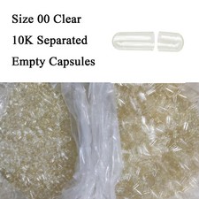 Size 00 Empty Capsules Separated 10,000 Count Clear Empty Halal Gelatine Kosher