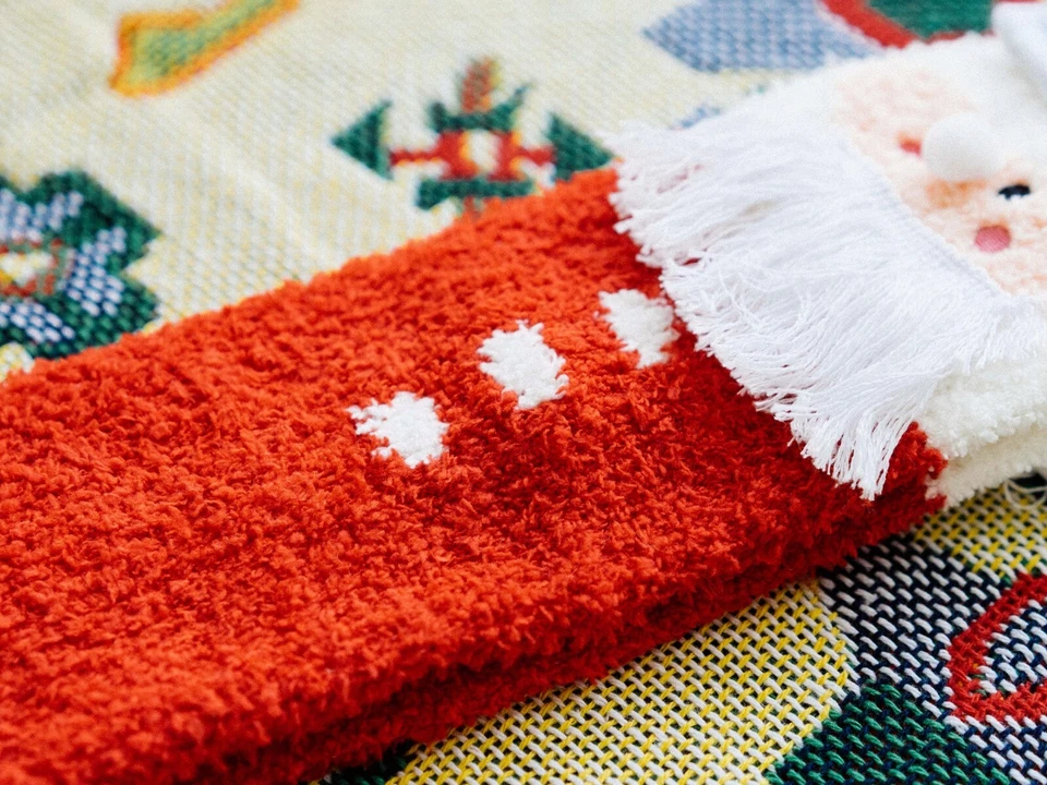 3Pairs Christmas Slipper Socks Unisex Fluffy Socks Warm Winter Xmas Holiday Gift - Image 3 of 4