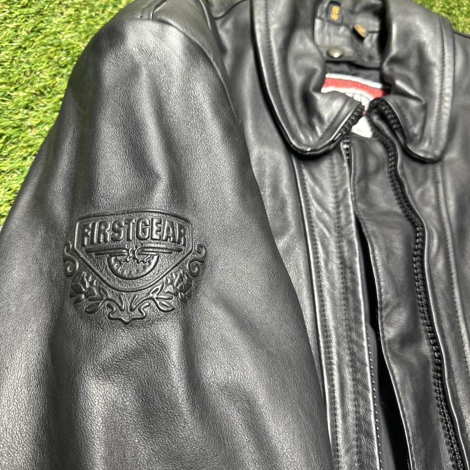 Women’s First Gear Black Leather Vented Motorcycle Jacket SW - Image 4 of 4