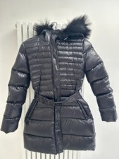 Carolina Cavour Winter Shiny Black Hooded Parka Coat Down/feather Filled Size M