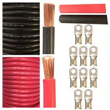 1/0 Interconnecting Copper Cables Kit 5Ft Red 5Ft Black 10pc 3/8in Lugs