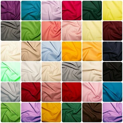 100% Cotton Fabric Plain Coloured Klona Dress Craft Quilt Material 135cm wide