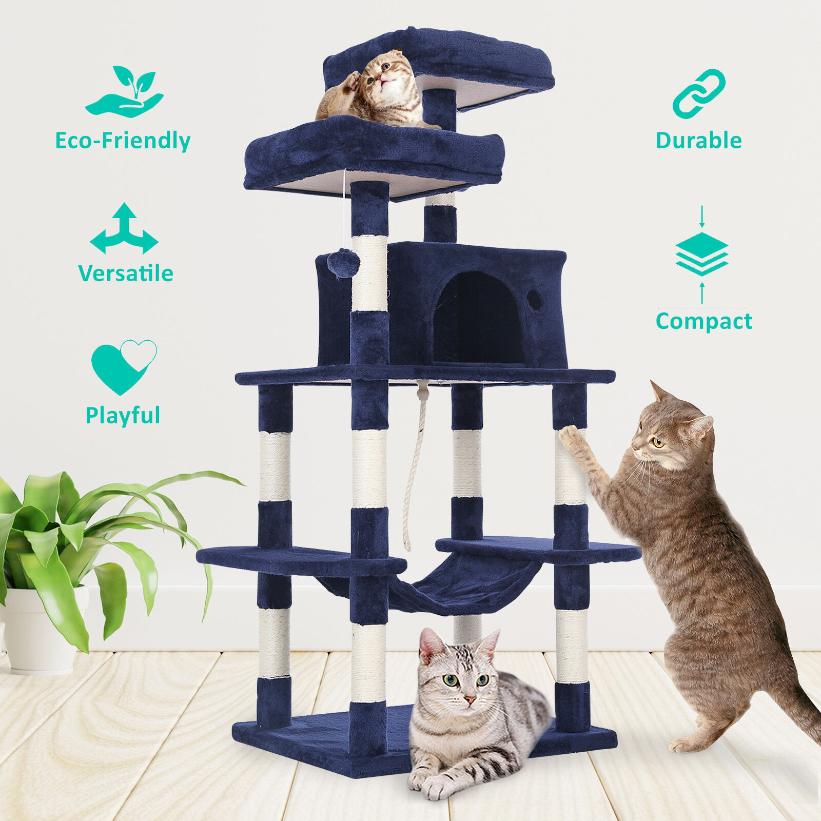 Cat Tree Scratching Post Scratcher Pole Sisal Furniture Condo House