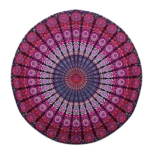 Round Mandala Table Cloth Cover Picnic Mat Yoga Throw Pink Round Tapestry - Picture 2 of 6