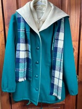 Authentic Mackintosh Vestcoat Teal Wool Hooded Jacket – Made in USA – Size M