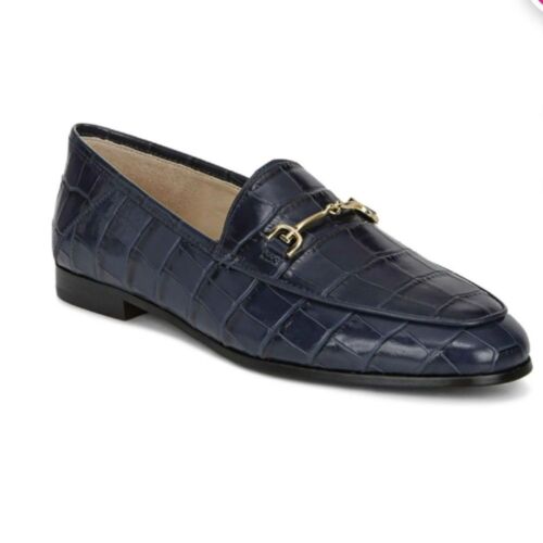 Sam Edelman Women's Loraine Navy Croc Leather Slip On Loafer Size 6