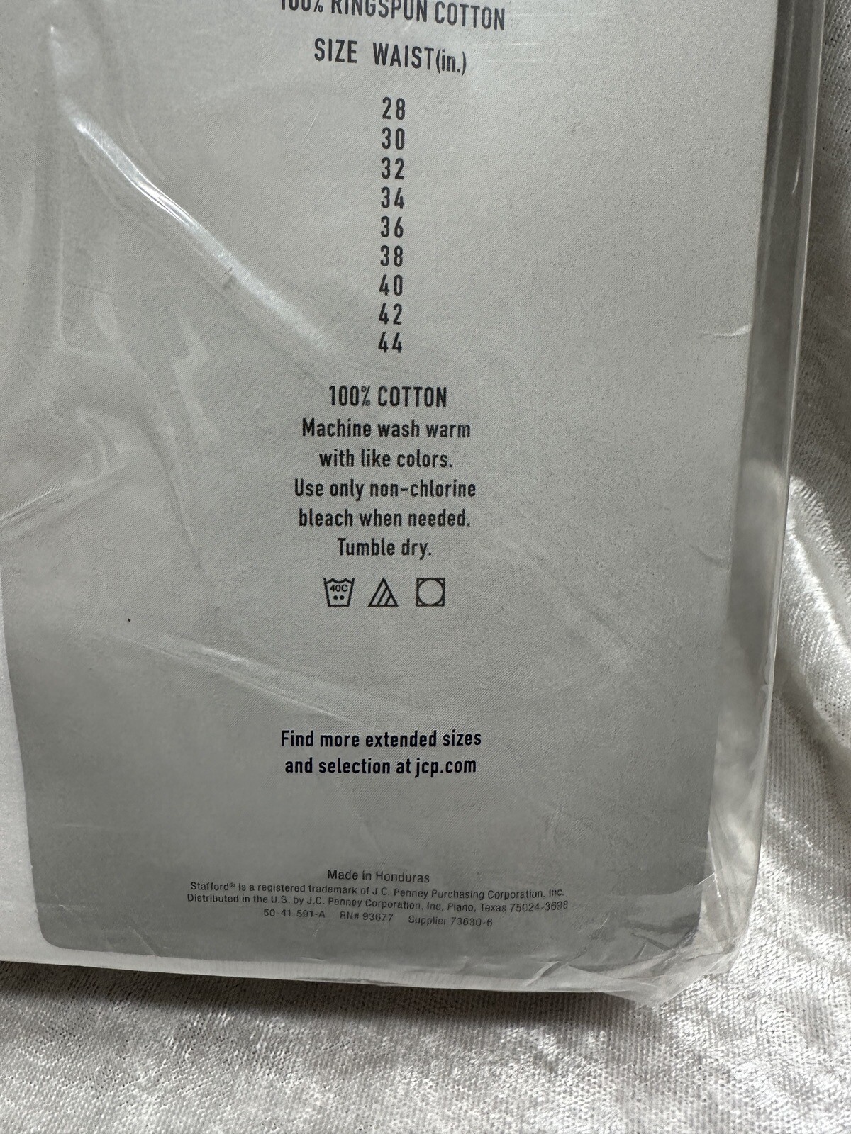 Stafford JCPenney Men's full cut white Briefs underwear 42 waist 6 pack