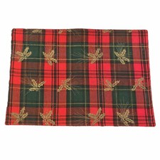 Set of 4 Golden Holly Leaves Lines Red /Green Xmas Table Placemats 18  x 13"