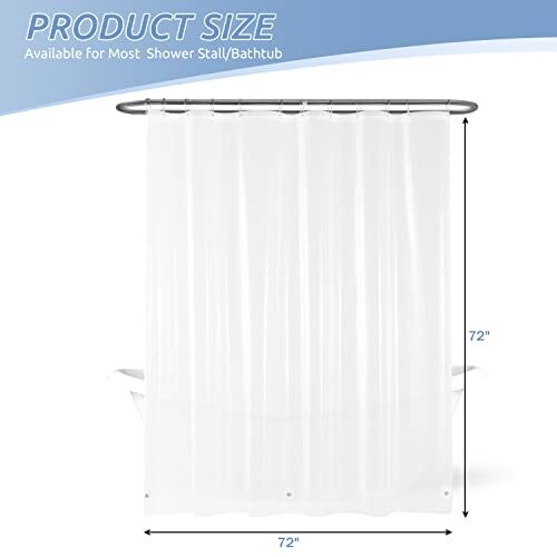 Waterproof Clear Shower Curtain Liner - PEVA Lightweight 1 1. Clear-light - Picture 7 of 7