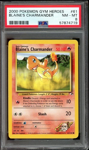2000 Pokemon Gym Heroes Blaine's Charmander PSA 8 #61