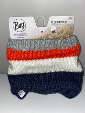 BUFF Junior Knitted  Polar Fleece Neckwarmer Striped Blue/Wh/Ornage/Grey NWT C8
