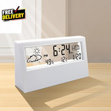 Desk Clock Digital Alarm Clock Transparent Modern Design Temperature Humidity...