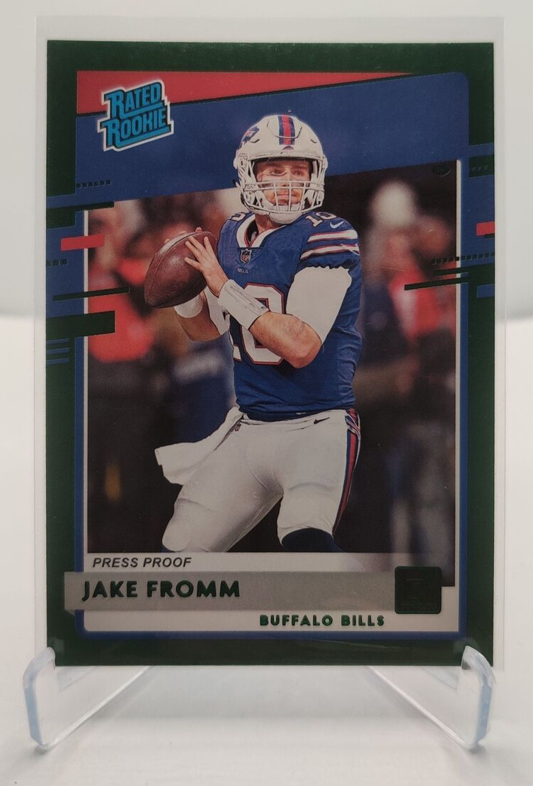 2020 Donruss Rated Rookie Press Proof Green Jake Fromm #305 Rookie RC BILLS