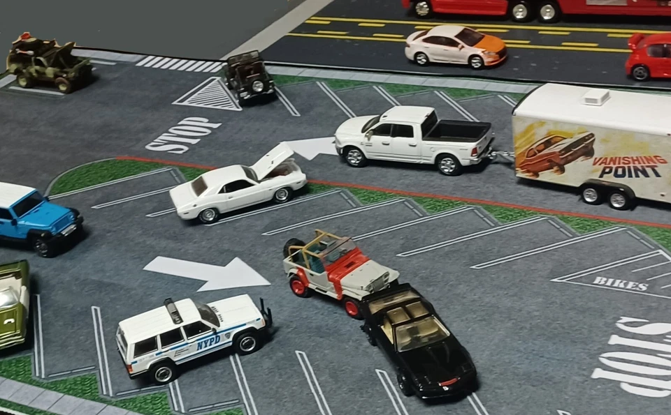 Alfombrilla de ratón GRANDE escala 31"x 15,5" 1:64 lote de estacionamiento escena de coche diorama exhibición juguete Foto 4 de 4