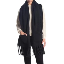 NWT Steve Madden Pocket Shawl Blanket Wrap Black, MSRP $49.00