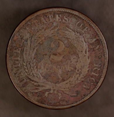 1865 TWO CENT PIECE FRESH FROM AN ORIGINAL COLLECTION-LOT AA3244