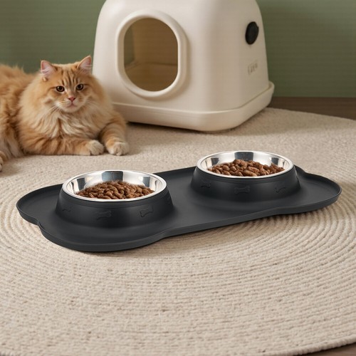 Large 2 Bowls Pet Puppy Silicone Waterproof Feeding Food Dog Cat NonSlip Base UK - Picture 24 of 28