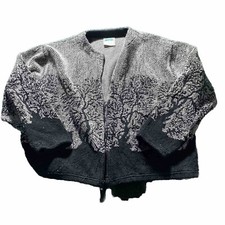 Hidden Bay Clothing Sweater Jacket Fleece size XL Black Zip Nature Deer VTG USA