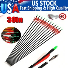12Pack 30-inch Carbon Arrows SP500 Archery Hunting For Compound&Recurve Bow