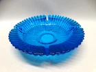 Vintage 60's Blenko Cobalt Blue Sunburst Art Glass Ashtray 624 Wayne Husted EUC