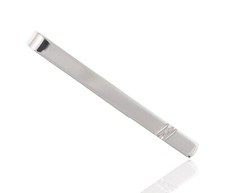 Diamond Inset Tie Clip / Tie Slide 925 Sterling Silver.