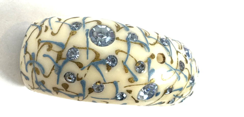 Pulsera vintage blanca pinza baquelita pedrería azul para reparación reutilización Foto 2 de 4