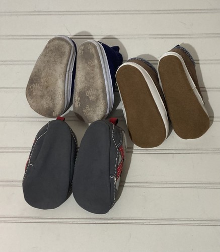 Carter’s Litte Me Baby Shoes Bundle Size 3 Blue Brown Moccasins Gray Brown Lot - Picture 15 of 15
